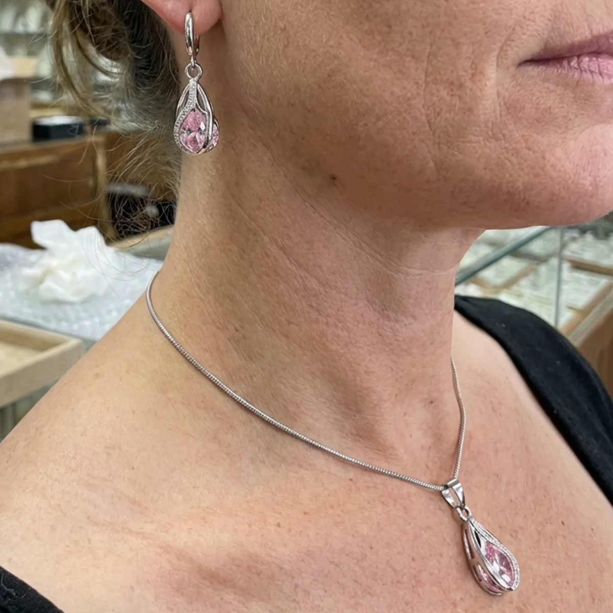 Set de Joyas Rosalith Lumen Twist | Oro Blanco