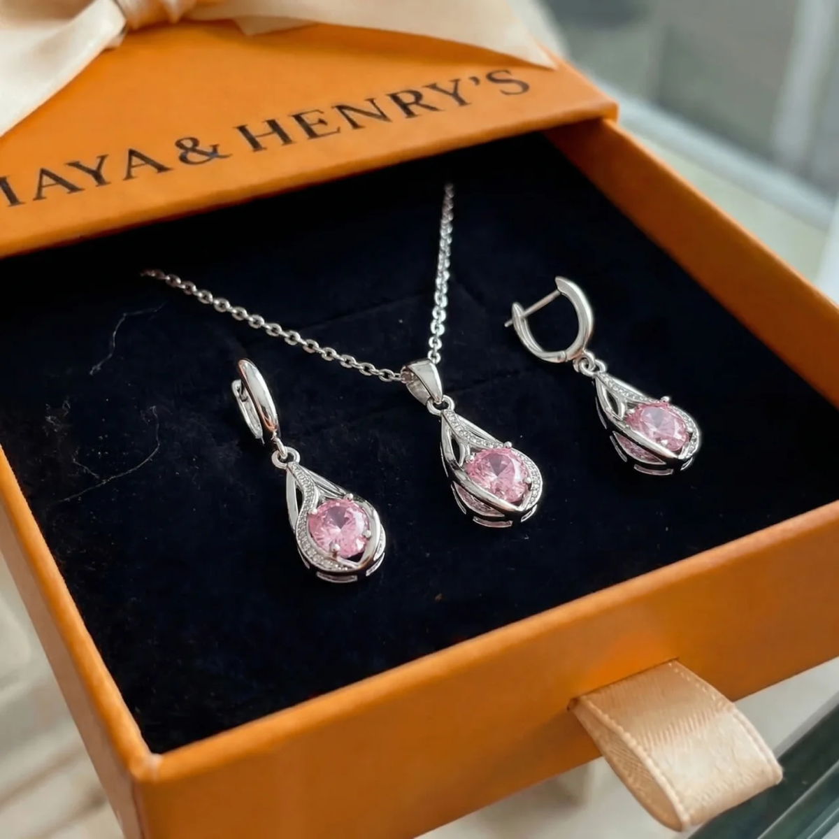 Set de Joyas Rosalith Lumen Twist | Oro Blanco