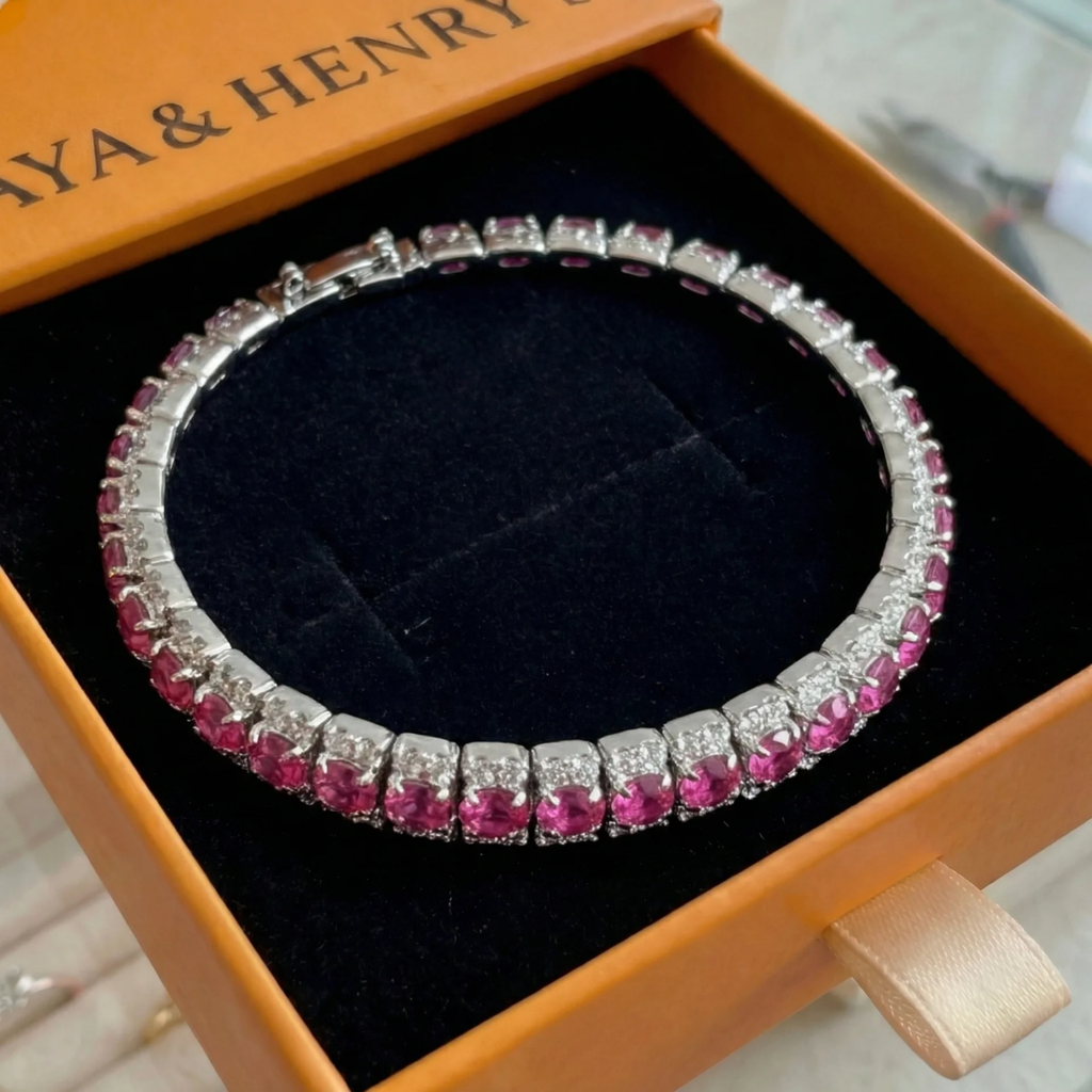 Pulsera Tenis Roseglow | Oro Blanco