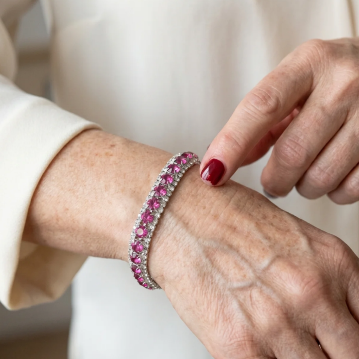Pulsera Tenis Roseglow | Oro Blanco