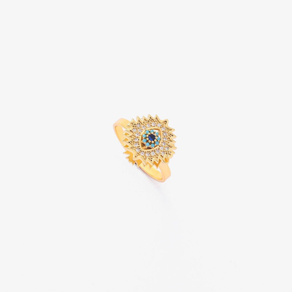 Anillo Giratorio Sunburst Zafiro | Oro