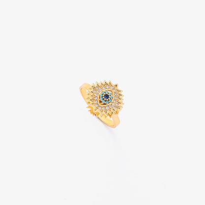 Anillo Giratorio Sunburst Zafiro | Oro