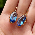 Pendientes Flor Azul Dorada | Oro