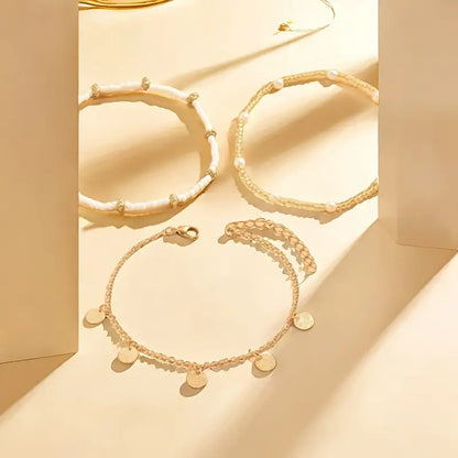 Set 3 Tobilleras por Capas Coastal Charm | Oro