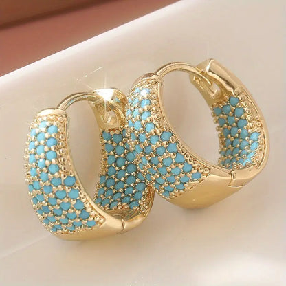 Aros de Turquesa Dorada | Oro