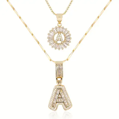 Collar con Letra Inicial Pavé | Oro