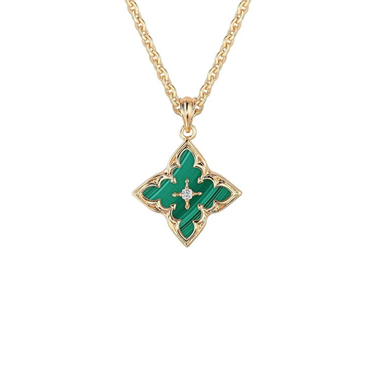Collar Colgante Trébol Esmeralda | Oro