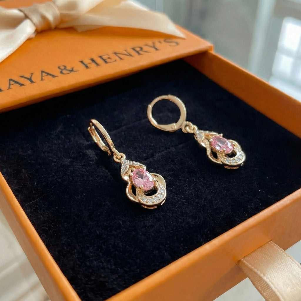 Pendientes Lágrima Moonlit Blush | Oro Rosa