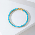 Pulsera Tenis Redondo Turquesa | Oro