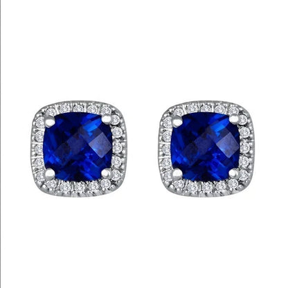 Pendientes Studs Cuadrados Saphir | Oro Blanco