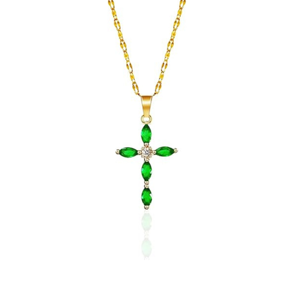 Collar Cruz Esmeralda | Oro